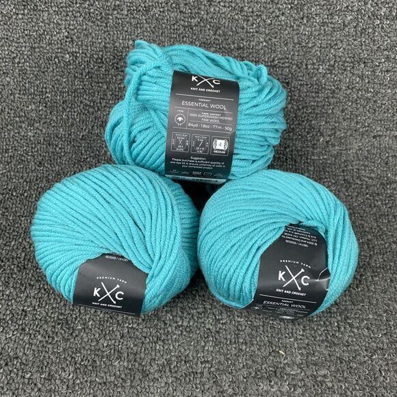 K&C Other - Lot Of 3 New K+C Essential Wool Waterfall Yarn Superwash Merino Discontinued